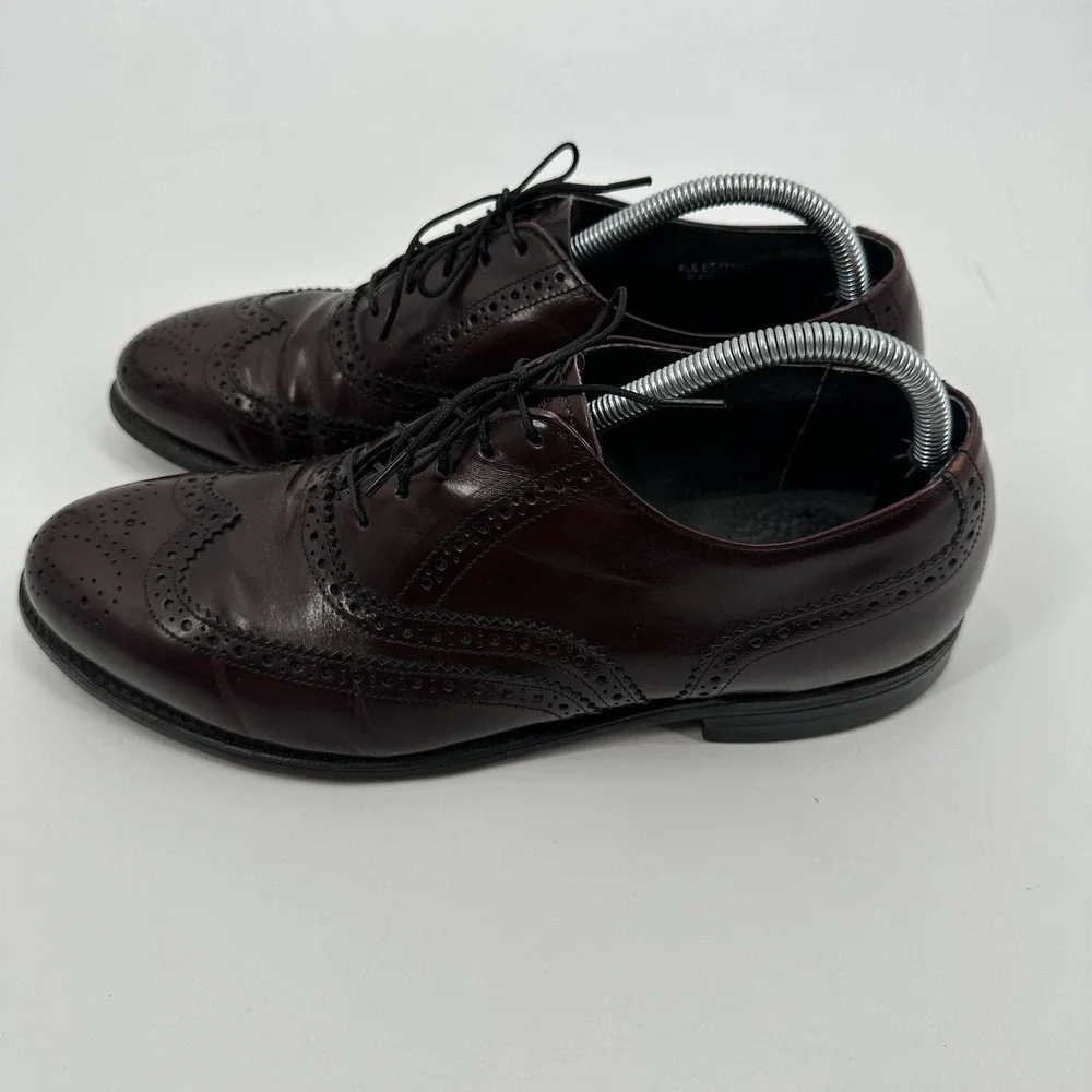 Hanover Wingtip Oxford Shoes Mens Size 10 Burgundy Leather Brogue‎ Dress Formal